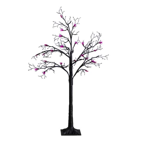 4Ft Pre-Lit Artificial Halloween Spider Twig Tree with 48 Purple LED Lights By Nearly Natural in Black | 21" x 21" x 48" | Michaels®
